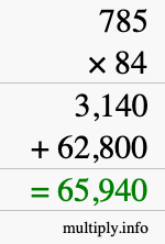 How to calculate 785 times 84 using long multiplication How to calculate 785 times 84 using long multiplication