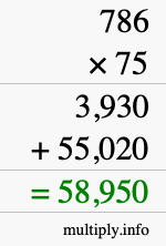 How to calculate 786 times 75 using long multiplication How to calculate 786 times 75 using long multiplication