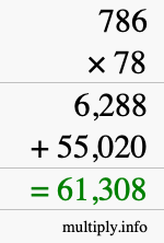 How to calculate 786 times 78 using long multiplication
