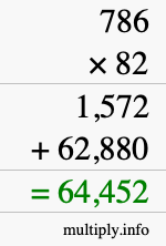 How to calculate 786 times 82 using long multiplication