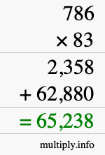 How to calculate 786 times 83 using long multiplication