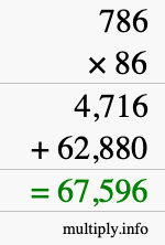 How to calculate 786 times 86 using long multiplication