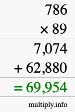 How to calculate 786 times 89 using long multiplication