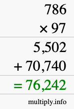 How to calculate 786 times 97 using long multiplication