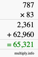 How to calculate 787 times 83 using long multiplication