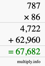 How to calculate 787 times 86 using long multiplication