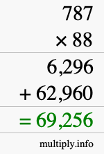 How to calculate 787 times 88 using long multiplication