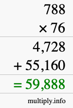 How to calculate 788 times 76 using long multiplication