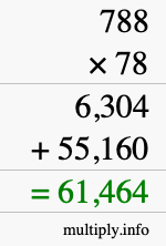 How to calculate 788 times 78 using long multiplication