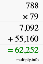 How to calculate 788 times 79 using long multiplication