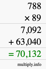 How to calculate 788 times 89 using long multiplication