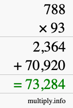How to calculate 788 times 93 using long multiplication