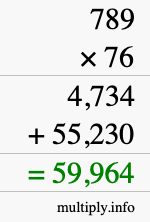 How to calculate 789 times 76 using long multiplication
