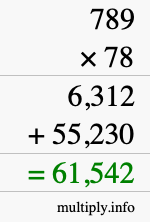 How to calculate 789 times 78 using long multiplication