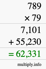 How to calculate 789 times 79 using long multiplication