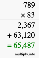 How to calculate 789 times 83 using long multiplication