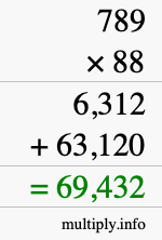 How to calculate 789 times 88 using long multiplication