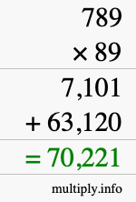 How to calculate 789 times 89 using long multiplication