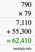 How to calculate 790 times 79 using long multiplication