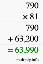 How to calculate 790 times 81 using long multiplication