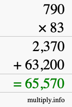 How to calculate 790 times 83 using long multiplication