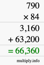 How to calculate 790 times 84 using long multiplication How to calculate 790 times 84 using long multiplication