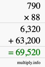 How to calculate 790 times 88 using long multiplication