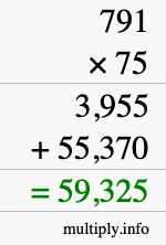 How to calculate 791 times 75 using long multiplication How to calculate 791 times 75 using long multiplication
