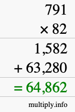 How to calculate 791 times 82 using long multiplication How to calculate 791 times 82 using long multiplication