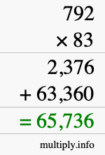 How to calculate 792 times 83 using long multiplication
