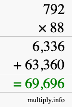 How to calculate 792 times 88 using long multiplication