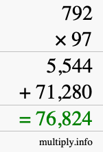How to calculate 792 times 97 using long multiplication