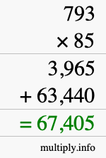 How to calculate 793 times 85 using long multiplication How to calculate 793 times 85 using long multiplication