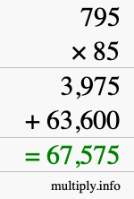 How to calculate 795 times 85 using long multiplication