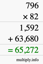 How to calculate 796 times 82 using long multiplication How to calculate 796 times 82 using long multiplication