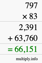 How to calculate 797 times 83 using long multiplication