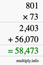 How to calculate 801 times 73 using long multiplication