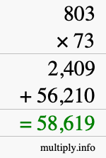 How to calculate 803 times 73 using long multiplication