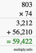 How to calculate 803 times 74 using long multiplication