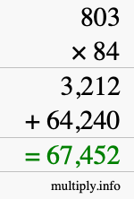 How to calculate 803 times 84 using long multiplication