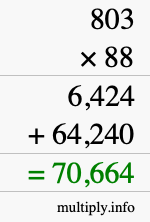How to calculate 803 times 88 using long multiplication