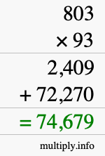 How to calculate 803 times 93 using long multiplication