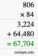 How to calculate 806 times 84 using long multiplication