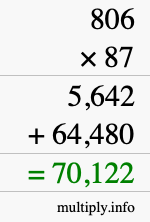 How to calculate 806 times 87 using long multiplication How to calculate 806 times 87 using long multiplication