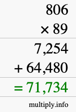 How to calculate 806 times 89 using long multiplication