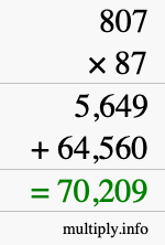 How to calculate 807 times 87 using long multiplication How to calculate 807 times 87 using long multiplication