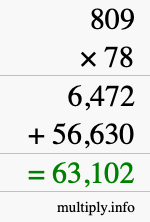 How to calculate 809 times 78 using long multiplication