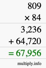 How to calculate 809 times 84 using long multiplication