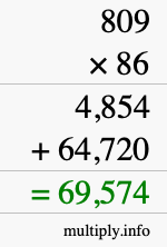 How to calculate 809 times 86 using long multiplication