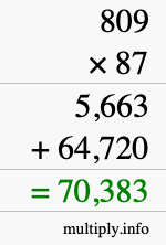 How to calculate 809 times 87 using long multiplication How to calculate 809 times 87 using long multiplication
